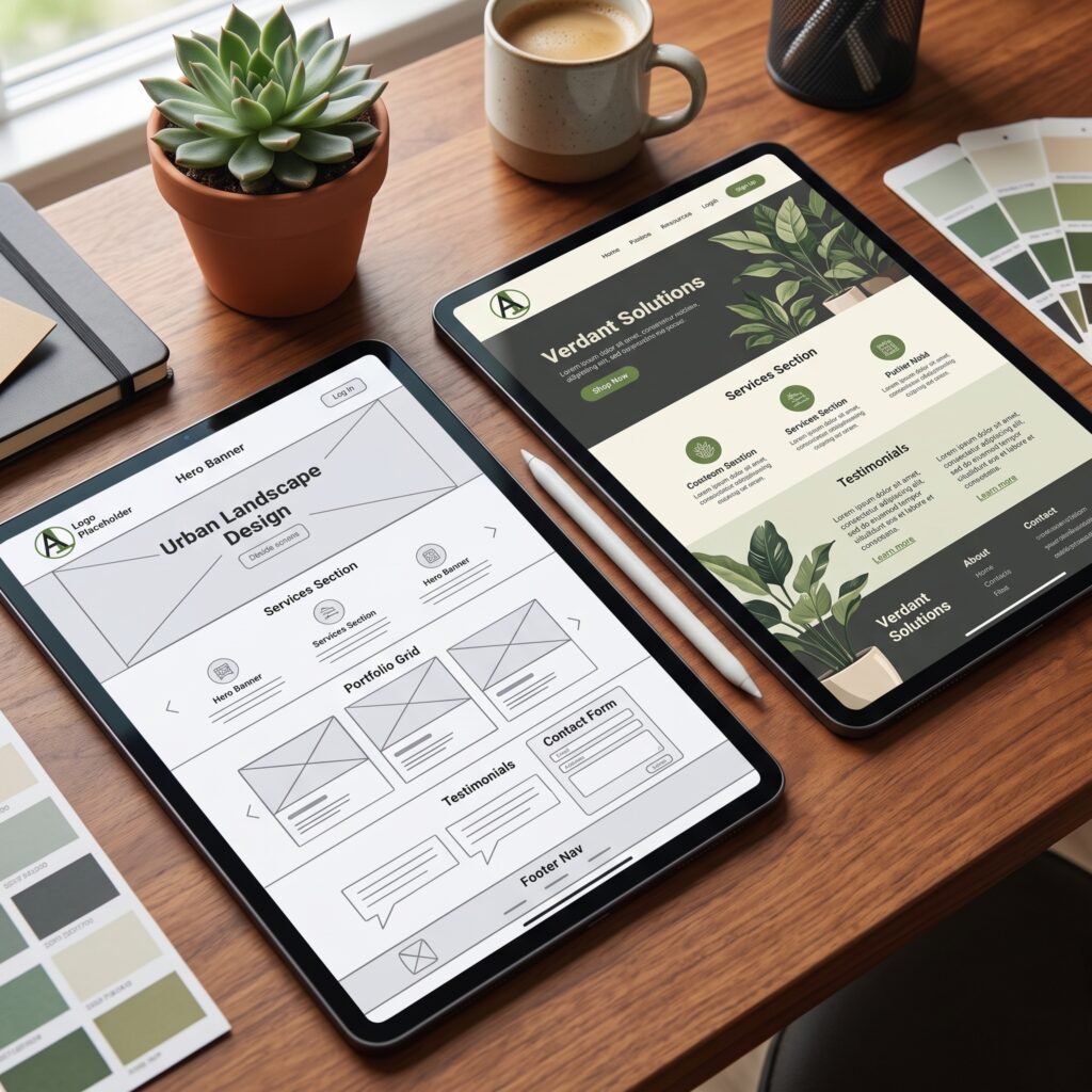 Our web design studio planning a custom website layout