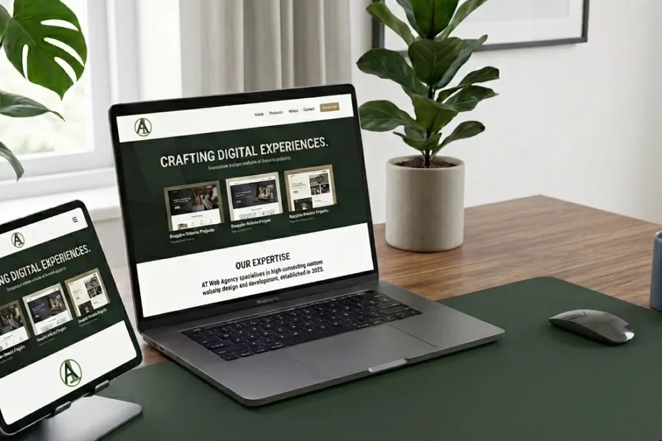 Web design and website maintenance work on a laptop